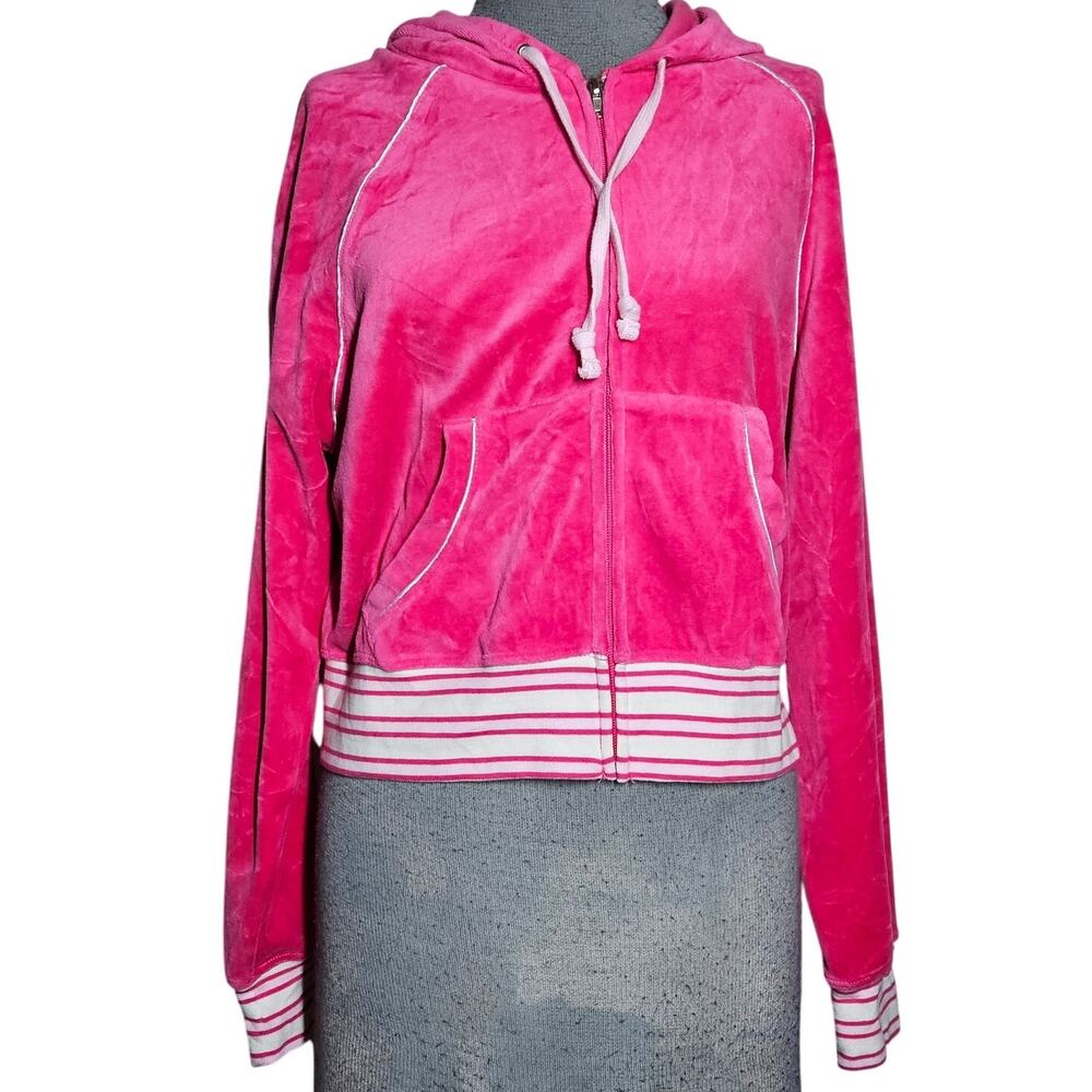 Pink Velour Full Zip Crop Jacket Size Large New with Tag